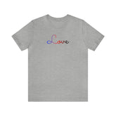 Polyamory Love Script Tee: Subtly Elegant Pride T-Shirt